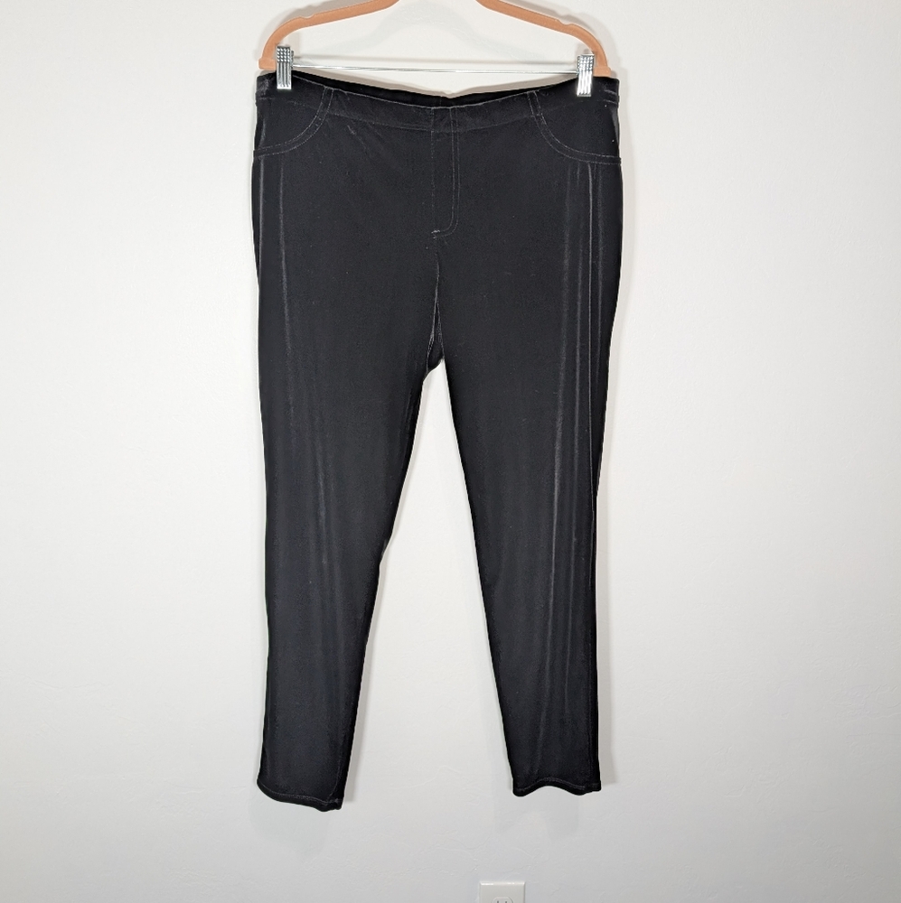 Faded Glory Black Velvet Stretch Pants Leggings Size XXL Warm Cozy